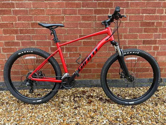 Red Giant hardtail mountain bike on Maxxis tyres